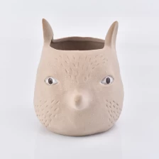 China High quality creativity ceramic candle holder lovely pink animal shape clay container home decoration manufacturer