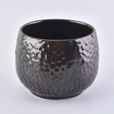China High quality embossed Amber ceramic candle holder manufacturer