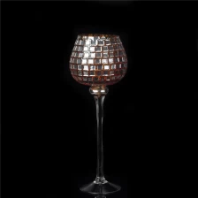 China High stemware glass mosaic candle holder with electroplating manufacturer