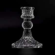 China Home Decoration Artistic Candlestick Clear Glass Taper Candle Holder manufacturer