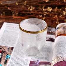 China hiasan rumah kaca putih mendung pemegang lilin dengan rim emas pengilang