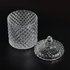 China Home decoration unique design glass candle jar with lid manufacturer