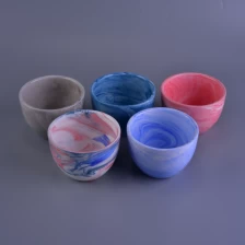 China Hot Selling Marbel Pattern Ceramic Votive Candle Cup Different Colors Sets manufacturer