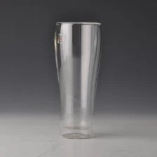 porcelana Boca caliente soplado doble pared cerveza Copa de cristal por mayor fabricante