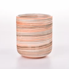 中国 热销售13盎司优雅的条纹陶瓷蜡烛支架批发 制造商