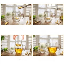中国 热卖Pyrex透明花茶壶与filer和杯子集 制造商