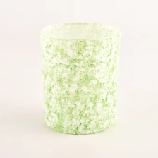 الصين Hot sale  elegant green glass candle jars with snowflake pattern wholesale الصانع