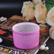 China Hot sale pink color spraying ceramic candle holder manufacturer