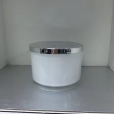 China Hot selling white glass candle vessels with lid manufacturer