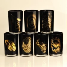 porcelana En stock vasos de vidrio al por mayor personalizados tarros de vela impresos negro fabricante