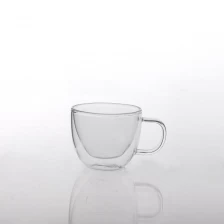 China Insulated dishwasher safe borosilicate double wall glass mug manufacturer