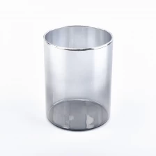 Chiny Ion plating luxury silvery glass candle holder producent
