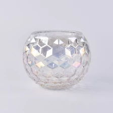 China Taça de vela de vidro diamante iridescente fabricante
