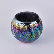 Chiny Iridescent leaf glass candle holder design producent