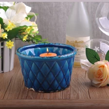 China Large blue ceramic candle holders manufacturer