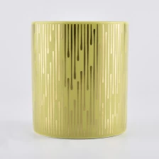 China Goldener Keramikkerzenbehälter aus Leder mit Keramikdeckel Hersteller