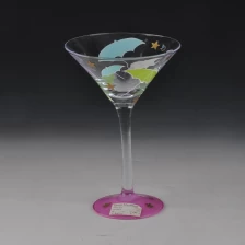 China Tangan Stem Long Painted Minum Piala Kaca untuk Martini pengilang