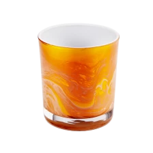 China Luxury 10oz empty hand painting glass candle jar home decor supplier manufacturer