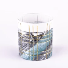 中国 豪华10盎司玻璃美丽的图案蜡烛罐，用于家居装饰批发 制造商