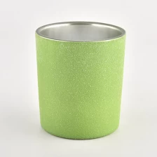 China Luxury 10oz  green frosted  glass candle vessels  for home decor manufacturer fabricante
