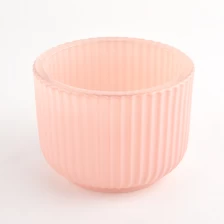 China Luxury 12oz pink stripe empty glass vessels for candles supplier manufacturer