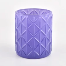 Cina Luxury 14oz Emboss Pattern Purple Glass Candle Hololesle all'ingrosso produttore