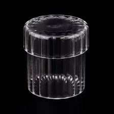 China Luxury 18oz clear glass candle jars with glass lids for home decor manufacturer