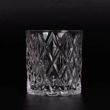 China Luxury 300ml rhombus shaped glass candle vessels for home decor manufacturer