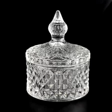 Китай Luxury 5oz clear castle glass candle jar with lid supplier производителя