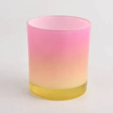Китай Роскошные 10 унций градиент розовый цветовой стеклянный держатель свечей оптом производителя