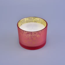 porcelana Tarro de vela de vidrio esmerilado de lujo con patrón láser fabricante