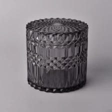 China Luxury Black Glass Candle Holder With Lids For Wedding Home Decoration manufacturer