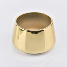 China Luxury Gold electroplated ceramic candle holder 15oz popular selling home decoration manufacturer