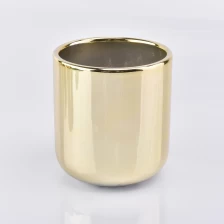 China Luxury Gold electroplated round bottom ceramic candle holder 10oz popular selling home decoration manufacturer