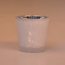 中国 豪华V形白色坏银玻璃蜡烛罐 制造商