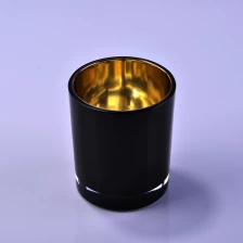 China Luxury black and gold painting votive glass candles jar manufacturer