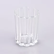 China Luxury custom 10oz clear polygonal glass candle holder for home decor manufacturer