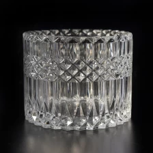 China Luxury diamond embossed glass candle jar manufacturer