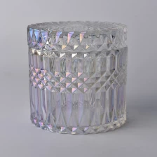 中国 Luxury geo cut  glass candle jars with lids 制造商