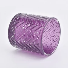 China Mewah lilin kaca pemegang warna ungu dengan titik emas botol lilin pengilang