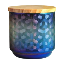 中国 豪华玻璃蜡烛罐与盖子430ml 15oz编织图案设计 制造商