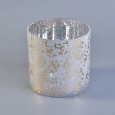 中国 奢华黄色电镀腐蚀乳白色玻璃烛台批发 制造商