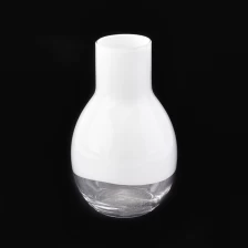 China Luxury high quality handmade glass diffuser candle vessel home decoration vase white color manufacturer