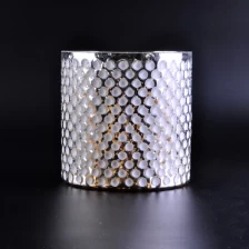 China Luxury silver glass candle holder with white dots manufacturer