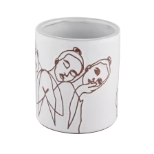 China Luxury sketch ceramic candle jars with debossing designs manufacturer