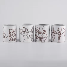 China Luxury sketch ceramic candle jars manufacturer