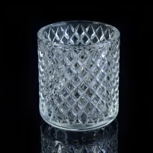 China Machine made transparent diamond glass candle jars manufacturer