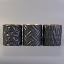 中国 亚光黑色雕刻陶瓷烛罐批发 制造商