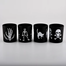 中国 哑光黑色玻璃蜡烛罐，带有定制徽标印刷 制造商