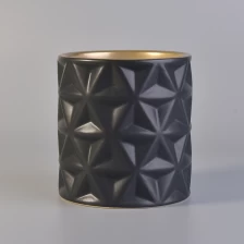 China Matte Black Glazing Ceramic Candle Holder dengan Interior Emas pengilang